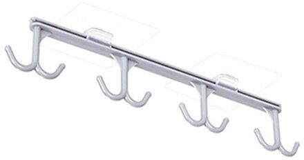 6 Haken Bekerhouder Opknoping Keuken Kast Opbergrek Kast Plank Opknoping Haak Organisator Closet Glas Mok Plank Hanger 30x5cm grijs