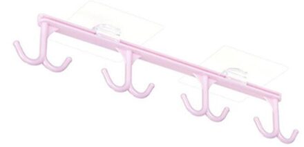 6 Haken Bekerhouder Opknoping Keuken Kast Opbergrek Kast Plank Opknoping Haak Organisator Closet Glas Mok Plank Hanger 30x5cm roze