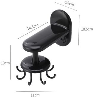 6 Haken Wall Mounted Draaien Haken Punch-Gratis Coat Hoed Kleding Haak Keuken Rek Hanger 360 ° Plank Thuis opslag Opknoping Rack