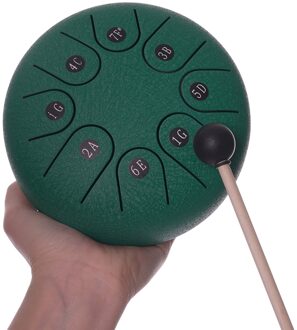 6 "Hand Pan Tong Drum Standaard C Sleutel Met Drum Hamers Draagtas Muziek Boek Schoonmaakdoekje Aanwezig Voor beginner Pro Groen