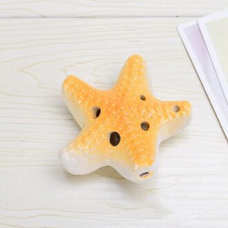 6 Holes Ocarina Creatieve Oceaan Zeester Vorm Souvenir Verjaardagscadeautjes C Tone Handgemaakte Keramiek Orff-instrumenten Voor Moederdag geel