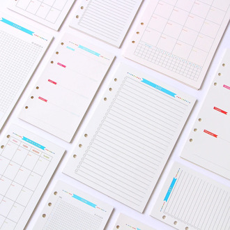 6 Holes Spiral Planner Refill Inner Paper Diary Weekly Monthly Plan To Do List Colorful Page for A6/A5 Loose Leaf Notebook
