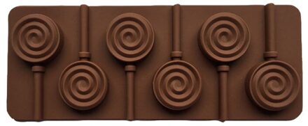 6-Holte Diy Ronde Spiraal Swirl Vorm 3D Siliconen Lollipop Mold Chocolade Gummy Fondant Mould Bakvormen Bakken Tools t8NE