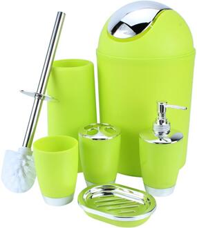 6 IN 1 Badkamer Tandenborstelhouder Zeep Stand Houders Handdesinfecterend Fles Bins Wc Borstel Cup etc Accessoires Kit 6 kleuren groen