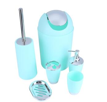 6 IN 1 Badkamer Tandenborstelhouder Zeep Stand Houders Handdesinfecterend Fles Bins Wc Borstel Cup etc Accessoires Kit 6 kleuren licht groen