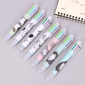 6 in 1 Balpen Multi Kleur Druk Balpen Creatieve Stationaire Markering Pennen Kantoor Schoolbenodigdheden