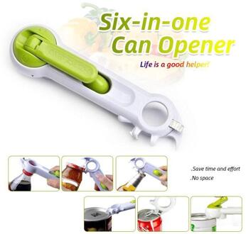 6 In 1 Blikopener Handleiding Blikopener Rvs Flesopeners Professionele Ergonomische Potten & Tin Opener Keuken Gereedschap