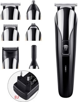 6 In 1 Elektrische Scheerapparaat Neus Tondeuse Oplaadbare Tondeuse Grooming Kit Rotary Scheerapparaten zwart EU plug