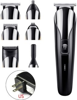 6 In 1 Elektrische Scheerapparaat Neus Tondeuse Oplaadbare Tondeuse Grooming Kit Rotary Scheerapparaten zwart US plug