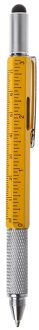 6 in 1 metal pen Multifunction Tool Ballpoint Pen Screwdriver Ruler Spirit Level geel