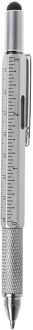 6 in 1 metal pen Multifunction Tool Ballpoint Pen Screwdriver Ruler Spirit Level Zilver