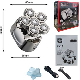 6 In 1 Oplaadbare Elektrische Scheerapparaat Mannen Razor Draagbare 6 Drijvende Blade Heads Neus Baard Trimmer Cutter Led display een hoofd