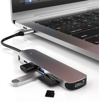 6 In 1 TYPE-C Hub Converter Usb 2.0 Usb 3.0 Sd Tf Reader 4K Hdmi Pd Splitter Meerdere Hoge snelheid Expander Adapter