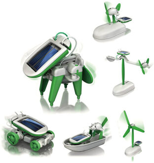 6 In 1 Zonne-energie Robot Kit Diy Monteren Gadget Vliegtuig Boot Auto Trein Model Science Speelgoed Voor jongen Kids