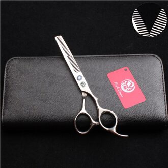 6 Inch 17Cm 440C Paarse Draak Dunner Schaar Snijden Schaar Kapper & #39S Schaar Dubbele Tanden Professionele haar Schaar Blauw