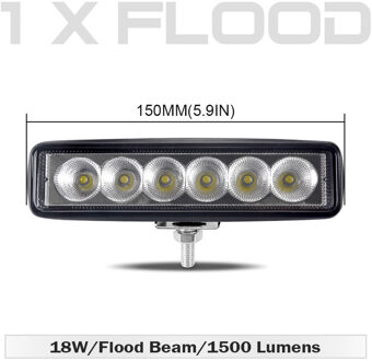 6 Inch 18W Offroad Drl Led Verlichting Flood Beam Spotlight 12V 24V Dagrijverlichting Voor jeep 4X4 Atv 4WD Suv Auto Styling een stk Flood Beam