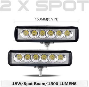 6 Inch 18W Offroad Drl Led Verlichting Flood Beam Spotlight 12V 24V Dagrijverlichting Voor jeep 4X4 Atv 4WD Suv Auto Styling Two stk Spot Beam