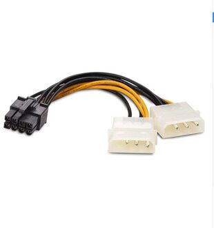 6 inch 2 x Molex 4 pin om 8-Pin PCI Express Video Card Pci-e ATX PSU Power Converter Kabel-Molex naar Pcie 8 pin (6 2) Adapter