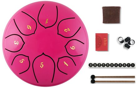 6 Inch 8 Tune Hand Pan Tank Staal Tong Drum Percussie Muziekinstrument Kinderen Beginner Percussie Met Opbergtas roze