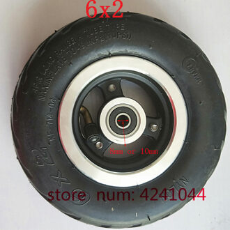 6 Inch Elektrische Scooter Wiel 6X2 Wiel Met Air Tire Solid Band Metalen Hub 608 /628 Lagers 8/10Mm As Gat Trolley Winkelwagen Wiel 8mm Air wiel