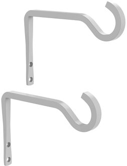 6 Inch Metalen Muur Gemonteerde Plant Beugel Kooi Muur Gemonteerde Haak Voor Outdoor Opknoping Planten, vogel Feeder, 2 Stuks (Wit)