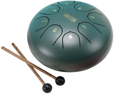 6 Inch Staal Tong Drum 8 Tune Hand Pan Drum Tank Hang Drum Met Drumsticks Draagtas Slaginstrumenten groen