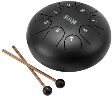 6 Inch Staal Tong Drum 8 Tune Hand Pan Drum Tank Hang Drum Met Drumsticks Draagtas Slaginstrumenten zwart