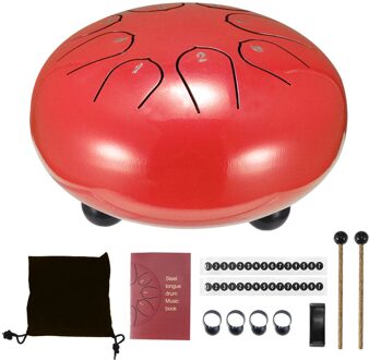 6 Inch Staal Tong Drum 8 Tune Hand Pan Drum Tanks Drum Met Drumsticks Draagtas Percussie Instrumenten Accessoires rood