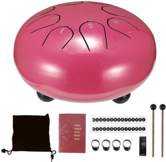 6 Inch Staal Tong Drum 8 Tune Hand Pan Drum Tanks Drum Met Drumsticks Draagtas Percussie Instrumenten Accessoires roze