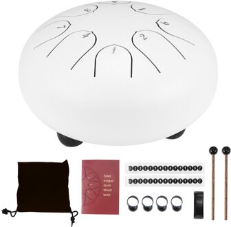 6 Inch Staal Tong Drum 8 Tune Hand Pan Drum Tanks Drum Met Drumsticks Draagtas Percussie Instrumenten Accessoires wit