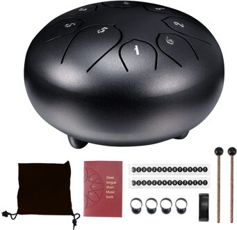 6 Inch Staal Tong Drum 8 Tune Hand Pan Drum Tanks Drum Met Drumsticks Draagtas Percussie Instrumenten Accessoires zwart