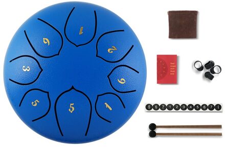 6 Inch Staal Tong Drum 8 Tune Notes Hand Pan Tank Drum Met Zak Drumsticks Sticker Voor Kinderen Beginner Percussie blauw