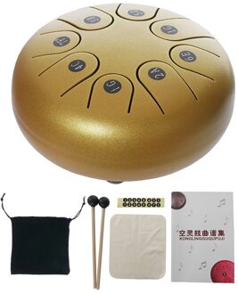 6 Inch Staal Tong Drum 8 Tune Tong Drum Kits Met Drumstick Vinger Babybedjes Drum Tas Drumstick Stand Instrumenten Accessoires flash goud