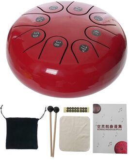 6 Inch Staal Tong Drum 8 Tune Tong Drum Kits Met Drumstick Vinger Babybedjes Drum Tas Drumstick Stand Instrumenten Accessoires helder rood