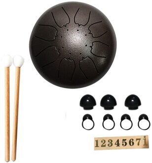 6 Inch Stalen Drum 8 Notes Tong Drum Percussie Instrument Hand-Pan Drum Met Drum Hamers Note Stickers Vinger picks