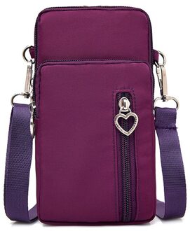 6 inch vrouwen mobiele telefoon zak sport messenger bag schoudertas portemonnee groot diep paars