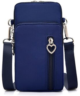 6 inch vrouwen mobiele telefoon zak sport messenger bag schoudertas portemonnee groot donker blauw
