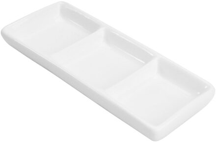 6 Inch Zuiver Wit Keramische 3-Compartiment Voorgerecht Dienblad Rechthoekige Verdeeld Saus Gerechten Voor Spice Schotel Sojasaus Size 1