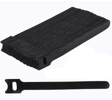 6 Inches Herbruikbare Kabelbinders, Verstelbare Koord Bandjes, Kabel Organisator, cord Wrap En Haak Lus Cords Management-Zwart