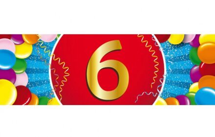 6 jaar leeftijd sticker 19 x 6 cm - 6 jaar verjaardag/jubileum versiering