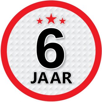 6 jaar leeftijd sticker rond 15 cm - 6 jaar verjaardag/jubileum versiering