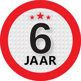 6 jaar leeftijd sticker rond 9 cm - 6 jaar verjaardag/jubileum versiering