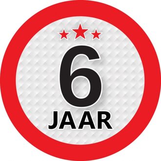 6 jaar leeftijd sticker - rond - Dia 9 cm - 6 jaar verjaardag - jubileum - leeftijd versiering Multi