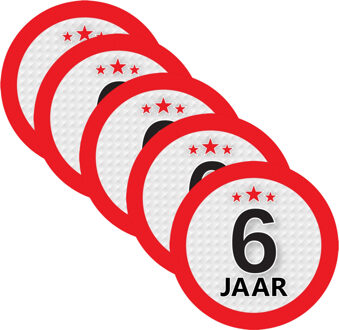 6 jaar leeftijd verjaardag sticker - 20x - rond - Dia 9 cm - 6 jaar jubileum - versiering