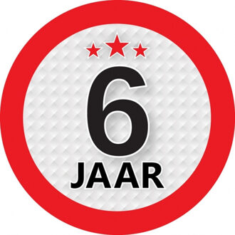 6 jaar leeftijd verjaardag sticker - rond - Dia 9 cm - 6 jaar jubileum - versiering
