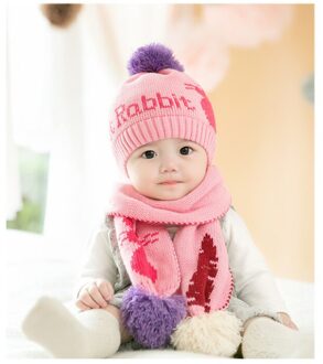 6 kleur 1-3 Jaar Oude Baby Hoed Sjaal Set Herfst Winter Jongens en Meisjes Warme Muts Sjaal Set mutsen & skullies met Fluwelen Oorbeschermers 4