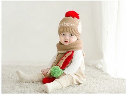 6 kleur 1-3 Jaar Oude Baby Hoed Sjaal Set Herfst Winter Jongens en Meisjes Warme Muts Sjaal Set mutsen & skullies met Fluwelen Oorbeschermers