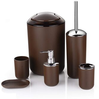 6 Kleur Badkamer Accessoires Sets Tandpasta Tandenborstel Houder Hand Zeep Shampoo Opslag Fles Met Druk Swith Wc Cleaner Chocolade