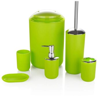 6 Kleur Badkamer Accessoires Sets Tandpasta Tandenborstel Houder Hand Zeep Shampoo Opslag Fles Met Druk Swith Wc Cleaner Licht Groen