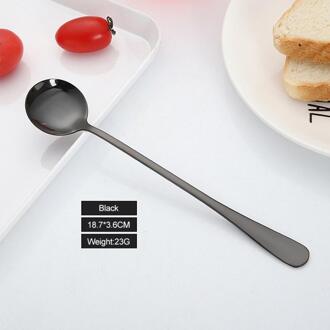6 Kleur Lange Handvat Roestvrij Stalen Lepel Ijs Lepel Koffie Lepel Roeren Lepel Thee Set HomeKitchenTablewareSpoonSize18cm Black1